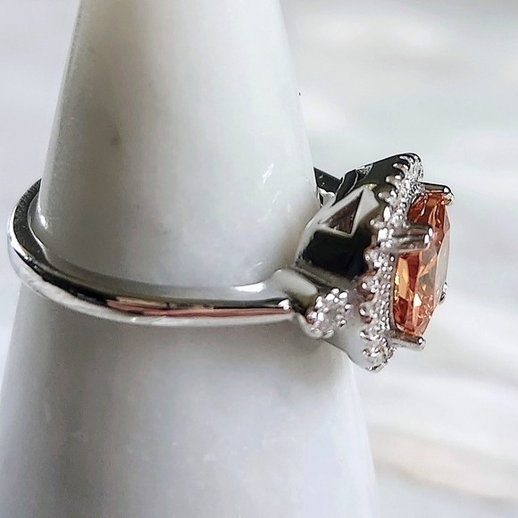 NWT Ryze Peach Moscato Cubic Zirconia .925 Sterling Silver Ring - Size 9 - Picture 4 of 8